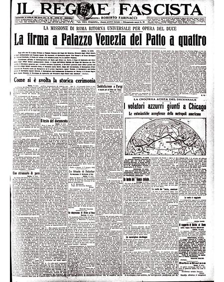Patto a quattro di Mussolini la firma a Roma La Provincia
