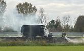 Furgone in fiamme lungo l'A21: traffico in tilt