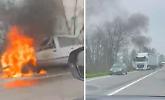 Auto a fuoco sulla Castelleonese