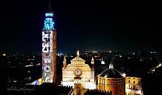 Video mapping sul Torrazzo immortalato dal drone