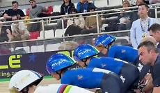 Il quartetto azzurro dell'inseguimento a squadre femminile a Konya (foto da social Fci)