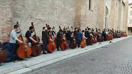VIDEO Flash mob a Crema dei contrabbassisti protagonisti del Concorso internazionale Bottesini
