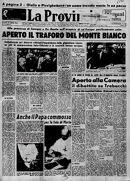 E' stato ufficialmente aperto il traforo del Monte Bianco. Presenti Saragat e De Gaulle
