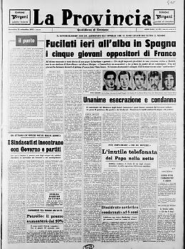 Fucilati in Spagna i cinque giovani oppositori di Franco