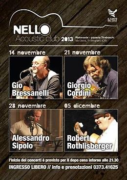 Mini festival della musica acustica e d'autore a Sergnano: giovedì 14 Giò Bressanelli