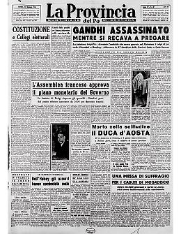 Gandhi assassinato e il Duca d'Aosta morto in solitudine
