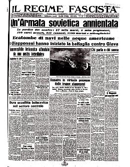 Ad un anno dalla resa italiana, trionfalismo bellico del Regime