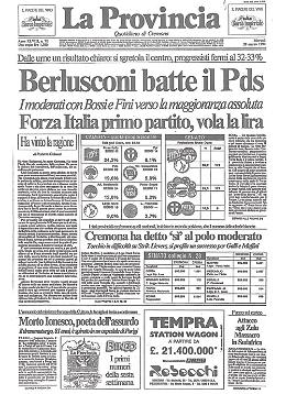 Berlusconi batte il Pds alle elezioni: Forza Italia primo partito