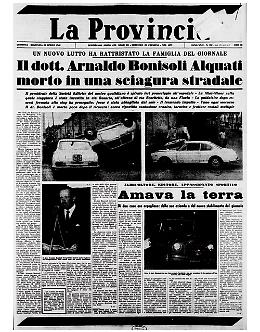 Fatale incidente stradale per l'editore cremonese Bonisoli Alquati