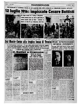 Il 12 luglio 1916 avvenne la tragica impiccagione del patriota Cesare Battisti 