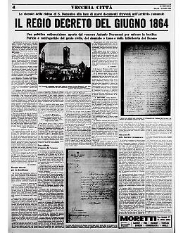 La Chiesa di San Domenico: il Regio decreto del giugno 1864 per la demolizione