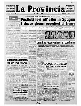 Fucilati in Spagna cinque giovani oppositori del generalissimo Franco