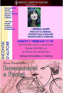 Alla Libreria Giunti la presentazione del nuovo romanzo di Rosa Ventrella 'Innamorarsi a Parigi'