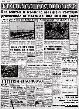 Due reattori si scontrano nel cielo di Pozzaglio 