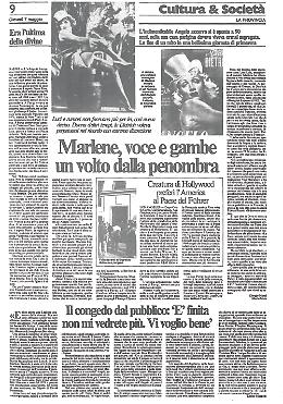 Marlene Dietrich, l'ultima vera grande diva, si è spenta a 90 anni