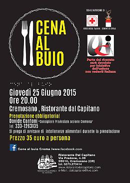 A Cremosano si 'Cena al buio' Giovedì 25 giugno 
