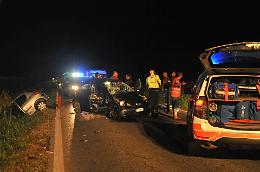 La scena dell'incidente stradale che ha coinvolto tre auto