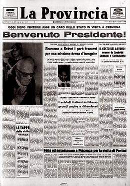 Il presidente della Repubblica Sandro Pertini, in visita ufficiale a Cremona