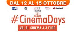 #CinemaDays, dal 12 al 15 ottobre al cinema a soli € 3