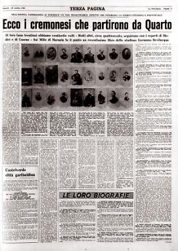 I nomi, i volti e le biografie dei garibaldini cremonesi che partirono da Quarto