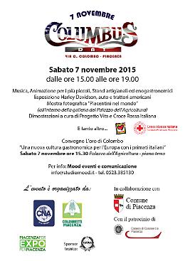 Columbus day a Piacenza sabato 7 novembre