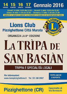 Pizzighettone. 'La Trìpa de San Bàsian' trippa e specialità locali
