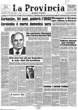 Mikhail Gorbaciov alla guida dell'Urss dopo la morte di Konstantin Ustinovic Cernienko