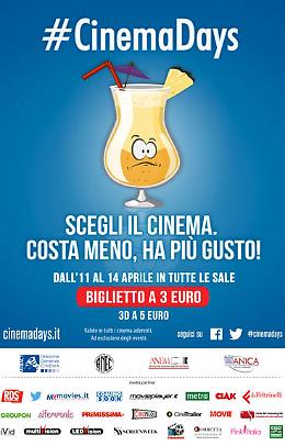 #CINEMADAYS 
Il cinema a 3 euro
Dall'11 al 14 aprile a Cremona e Crema