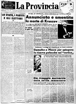 Annunciata e smentita la morte di Kruscev