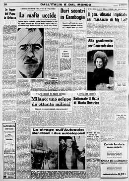 L'agghiacciante delitto di Palermo - Il gen. Abrams implicato nel massacro di My Lai? - Alto gradimento per Canzonissima