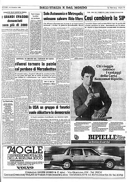 *Consuntivo della Guardia di Finanza - *Omicidio Moro. Le confessioni del pentito Cianfanelli - *Lettera di Reder dal carcere di Gaeta