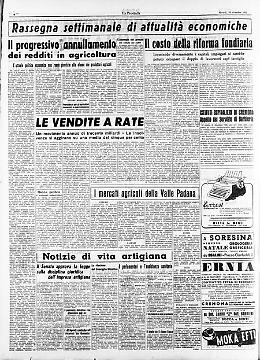 * Il progressivo annullamento dei redditi in agricoltura - *Il costo della riforma fondiaria - *Le vendite a rate - *Il Senato approva la legge sulla disciplina giuridica dell'impresa artigiana