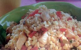 LA RICETTA
Riso e grano in insalata con pollo e peperoni