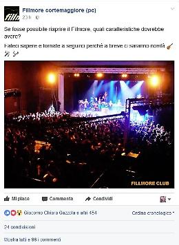 'Cosa dite se riapre il Fillmore?': pioggia di 'like' su Facebook