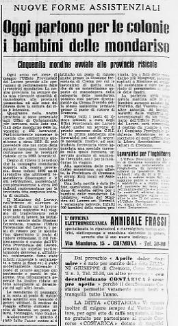 Oggi partono per le colonie i bambini delle mondariso