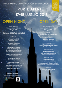 Al Dipartimento di Musicologia 'Porte Aperte 2018'