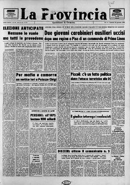 Due giovani carabinieri ausiliari uccisi dopo una rapina a Pisa di un commando di Prima Linea