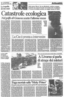 Catastrofe ecologica - Nel golfo di Genova scatta l'allarme rosso 	
