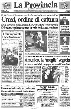 Craxi, ordine di cattura 
Onu impotente. Cade Srebrenica