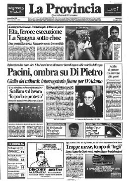 Eta, feroce esecuzione. La Spagna sotto choc
Pacini, ombra su Di Pietro 
