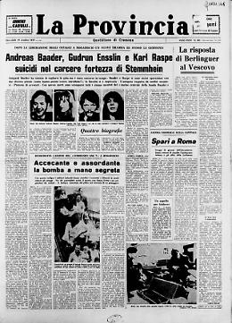 Andreas Baader, Gudrun Ensslin e Karl Raspe suicidi nel carcere fortezza di Stemmhein
