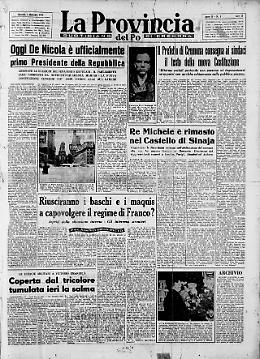 Oggi De Nicola è ufficialmente primo Presidente della Repubblica