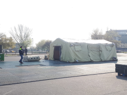 La realizzazione dell'ospedale da campo a Crema