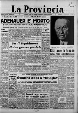 Adenauer è morto
Quattro anni a Mihajlov