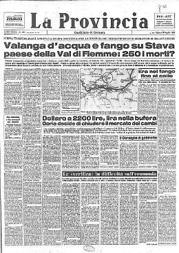 Valanga d'acqua e fango su Stava: 250 morti? Cremonesi coinvolti.