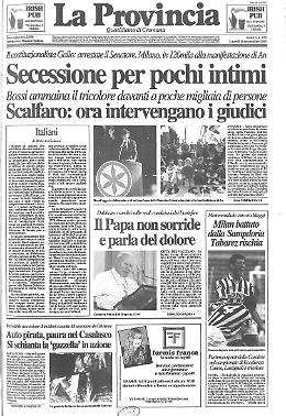 Bossi proclama la secessione della Padania dall'Italia