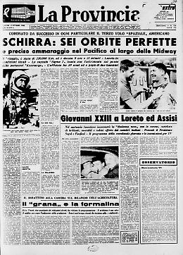 Con la "Sigma 7" Walter Schirra compie un viaggio di 9 ore e 6 orbite perfette