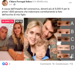 Il nome di Chiara Ferragni utilizzato per una truffa su Facebook