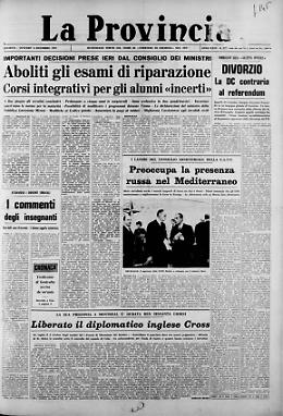 Scuola. Aboliti gli esami di riparazione
Divorzio. La DC contraria al referendum