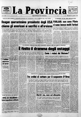 Reagan 40° presidente degli USA
Ostaggi liberati poco prima del giuramento